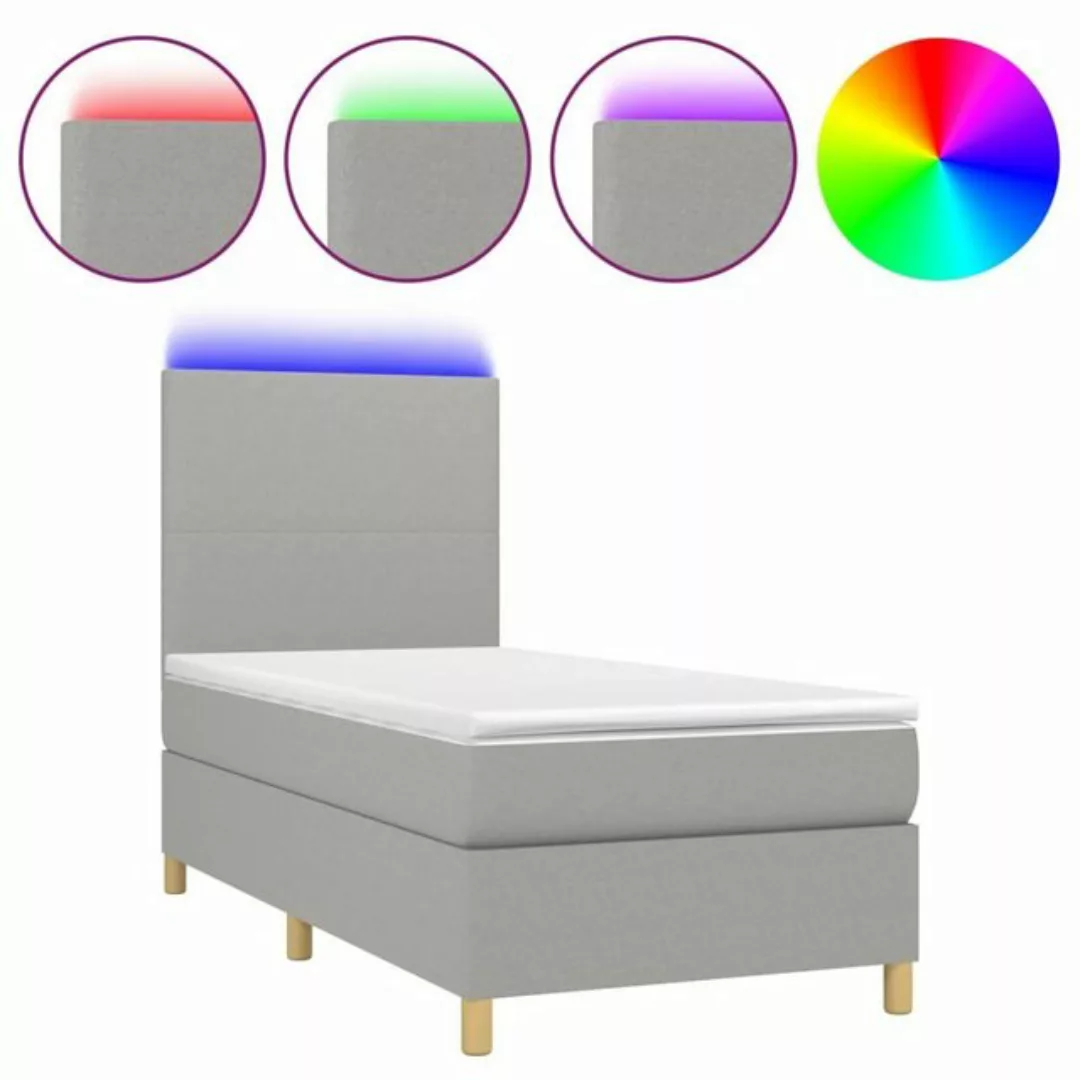 vidaXL Boxspringbett (90 x 190 cm, Schlichtes Design, Hellgrau), mit LED günstig online kaufen