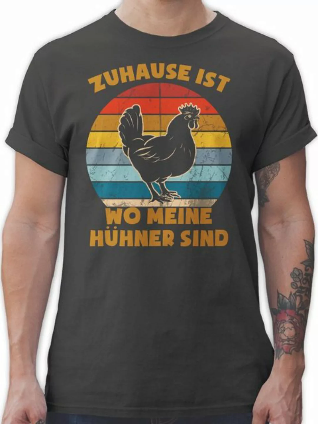 Shirtracer T-Shirt Zuhause ist wo meine Hühner sind - Vintage Sprüche State günstig online kaufen