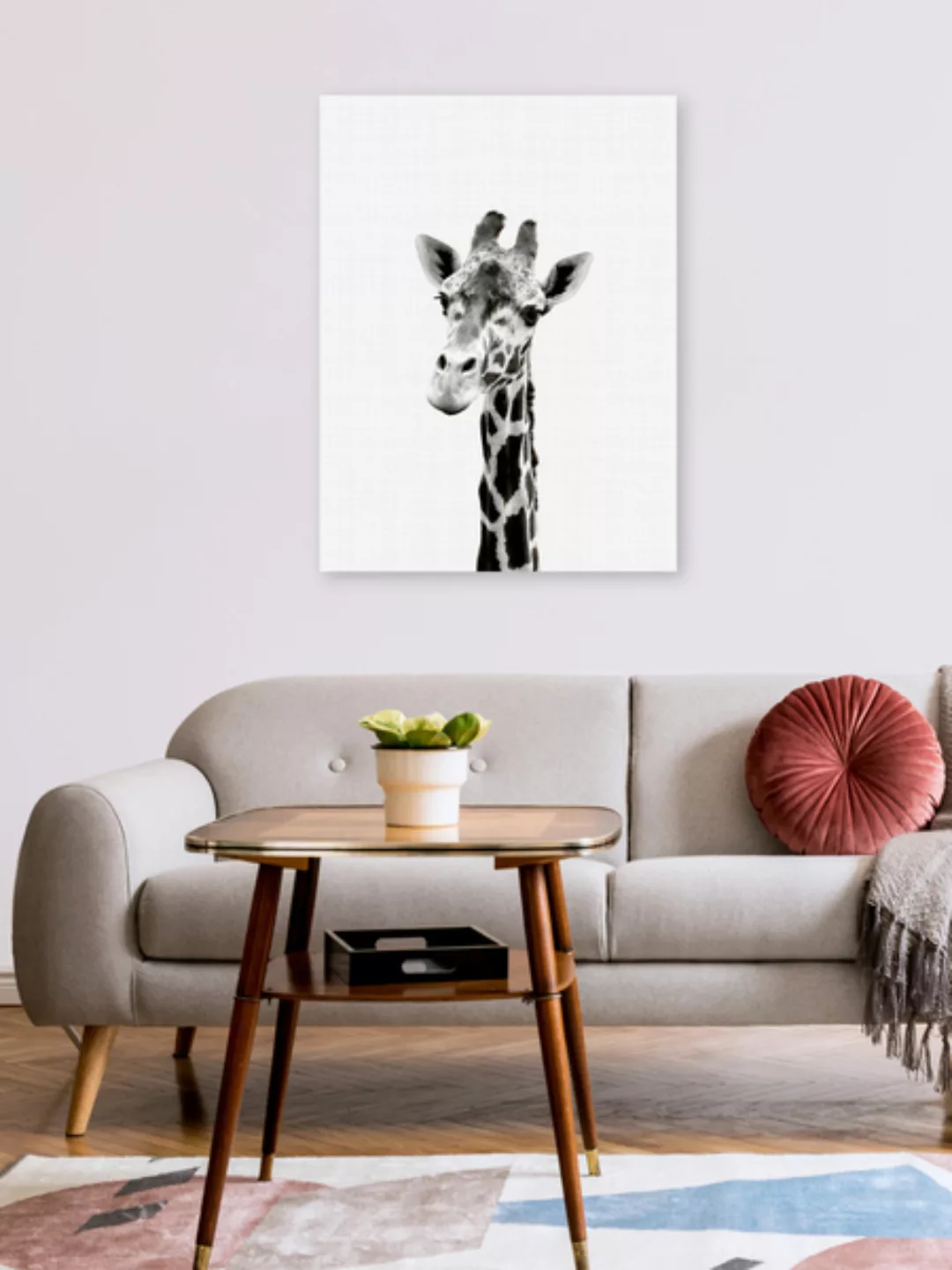 Poster / Leinwandbild - Giraffe (Black And White) günstig online kaufen