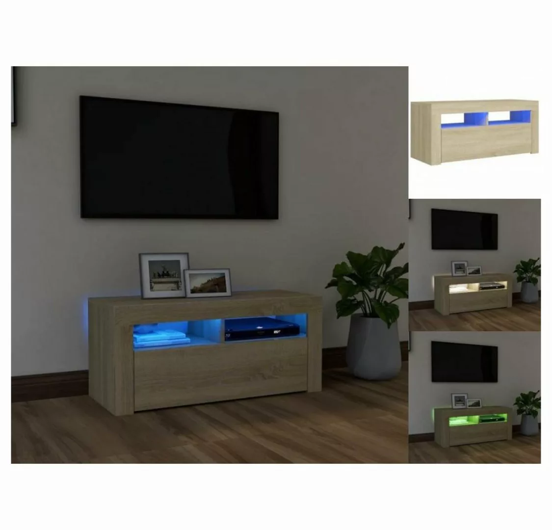 vidaXL TV-Schrank TV-Schrank mit LED-Leuchten Sonoma-Eiche 90x35x40 cm Lowb günstig online kaufen