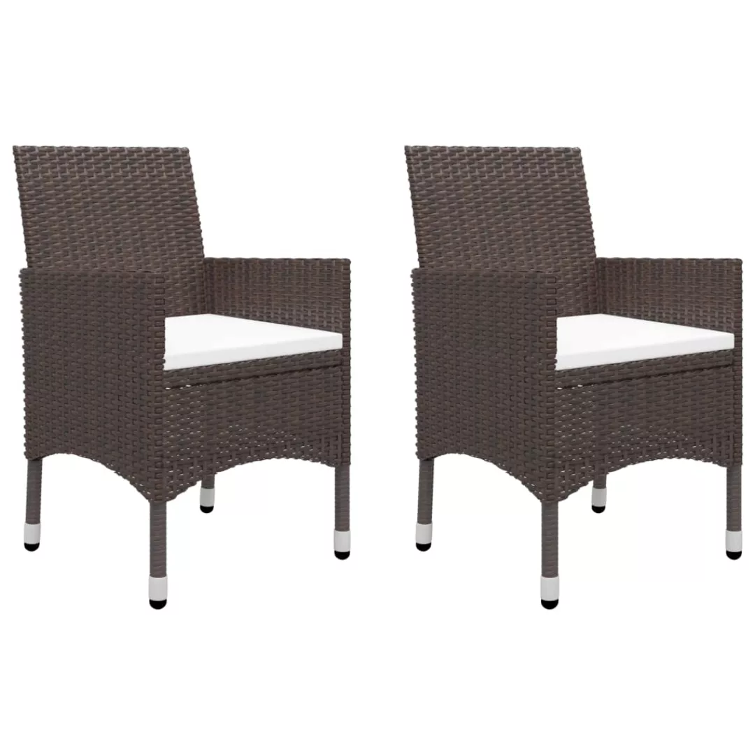 3-tlg. Bistro-set Poly Rattan Und Hartglas Braun günstig online kaufen