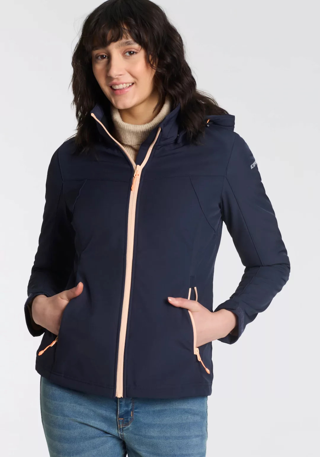 Icepeak Softshelljacke "D SOFTSHELLJACKE BRENHAM", mit Kapuze, mit hohem St günstig online kaufen