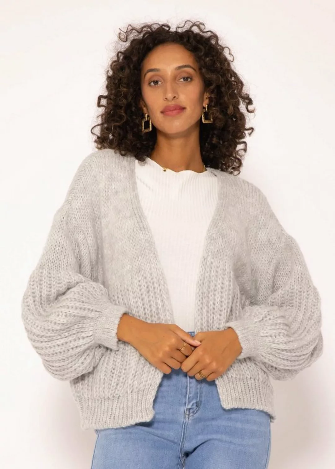 SASSYCLASSY Cardigan Oversize Strickjacke Damen aus weichem Grobstrick Läss günstig online kaufen