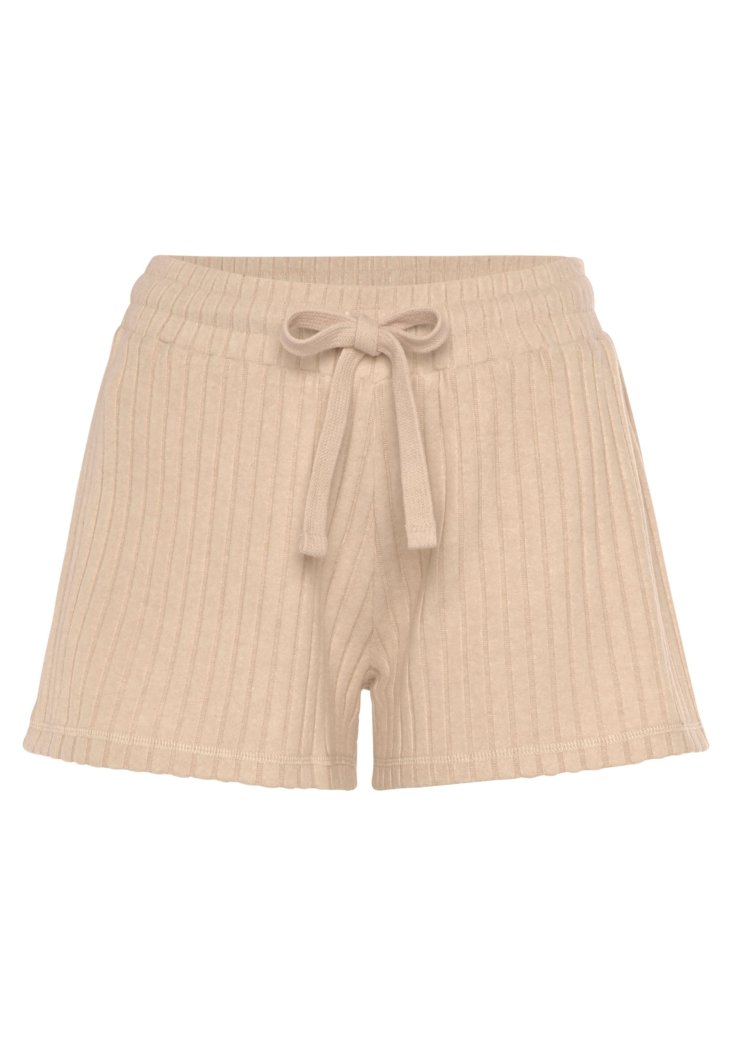 LASCANA Shorts, Lounge-/ Strickshorts meliert mit Bindeband, Loungewear günstig online kaufen