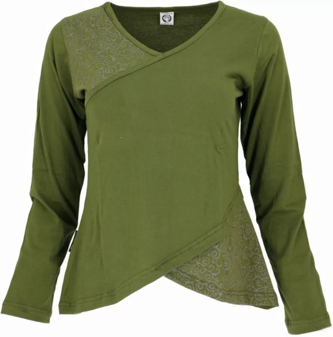 Guru-Shop Longsleeve Langarmshirt Boho-chic - grün alternative Bekleidung günstig online kaufen