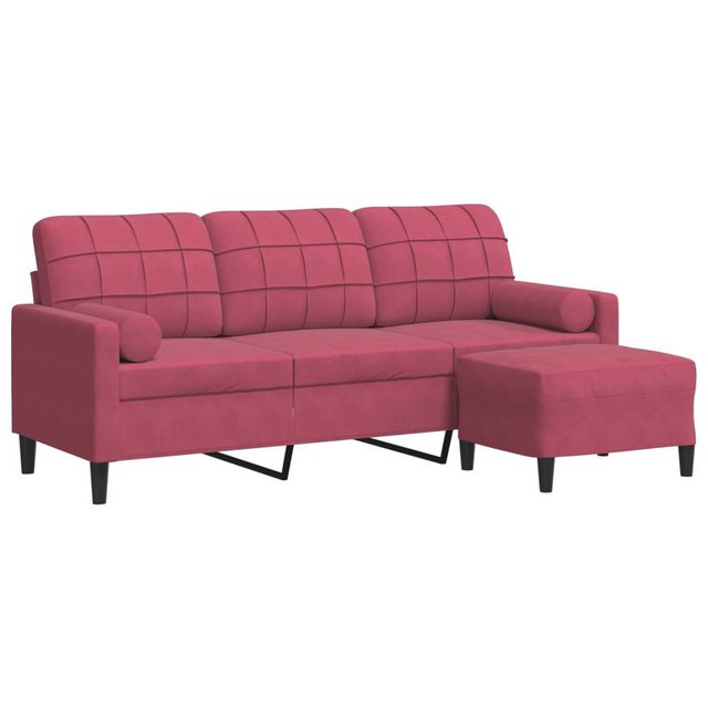 vidaXL Sofa 3-Sitzer-Sofa mit Hocker Weinrot 180 cm Samt günstig online kaufen