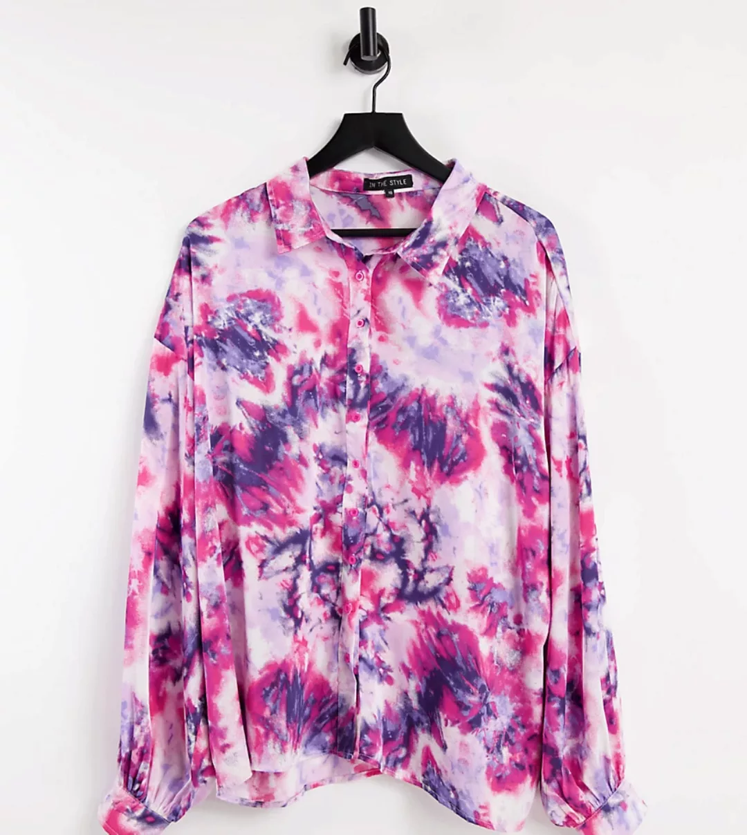 In The Style Plus x Billie Faiers – Oversize-Hemd mit Kragendetail und rosa günstig online kaufen