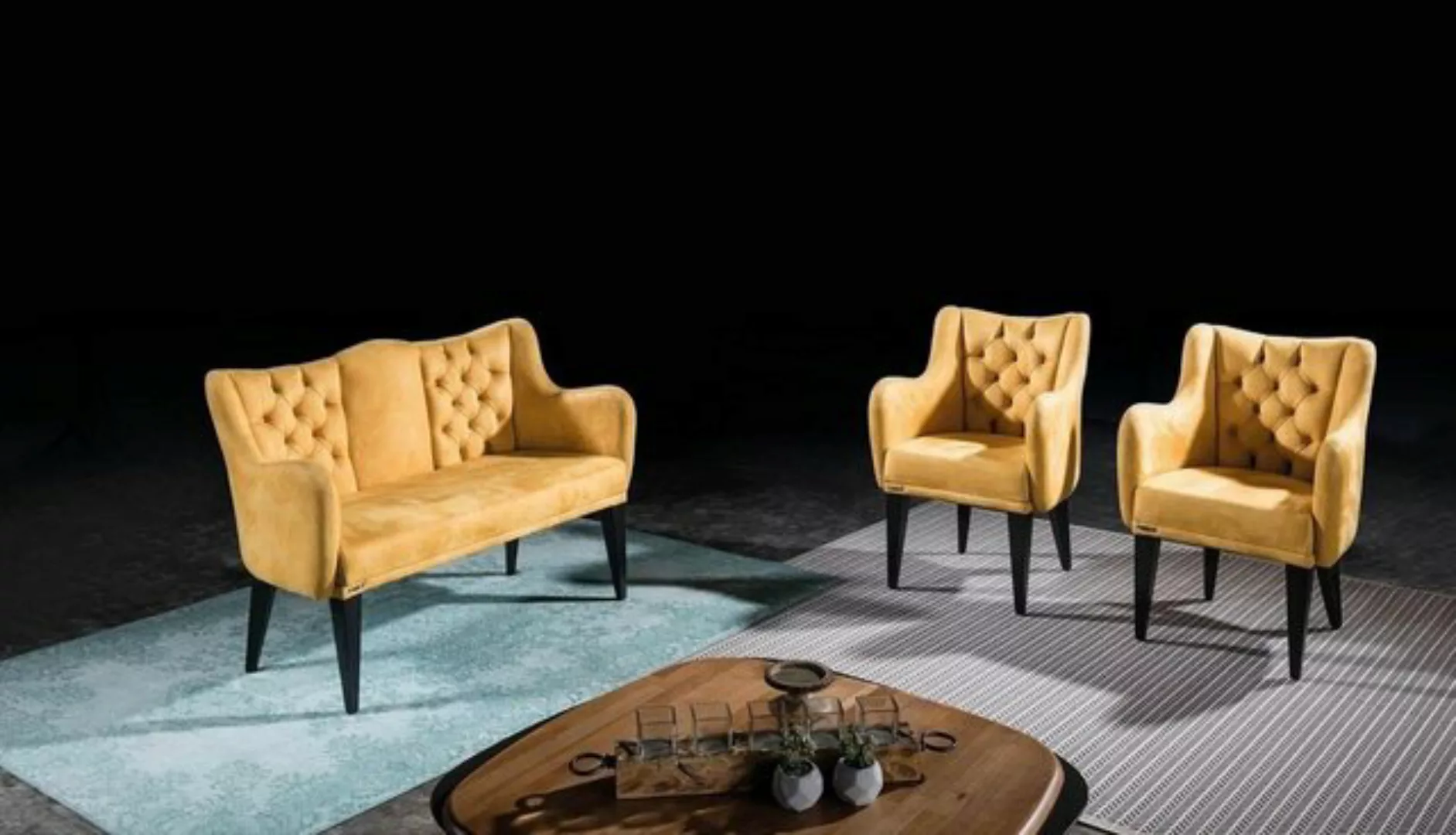 JVmoebel Sofa Oranger Wohnzimmer Zweisitzer Luxus Sofas Polster Stil Modern günstig online kaufen