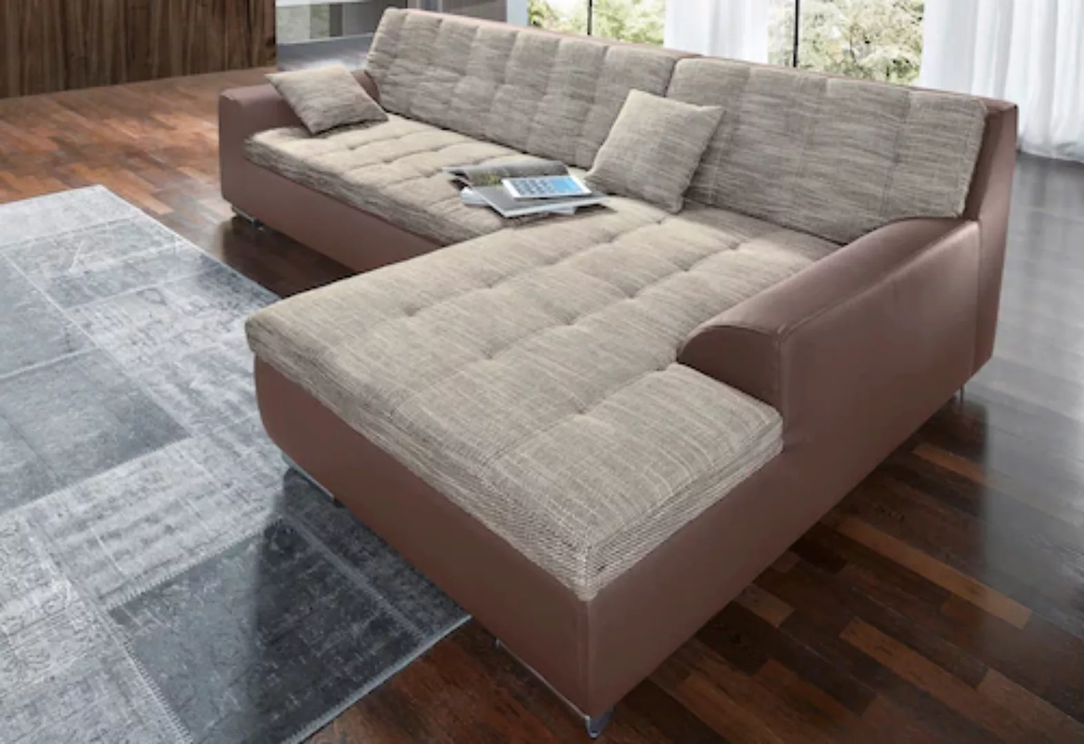 DOMO collection Ecksofa Treviso, wahlweise mit Bettfunktion, incl. Zierkiss günstig online kaufen