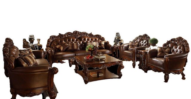 JVmoebel Sofa Ledersofa Sofagarnitur Set Garnitur Gruppe Couch Chesterfield günstig online kaufen