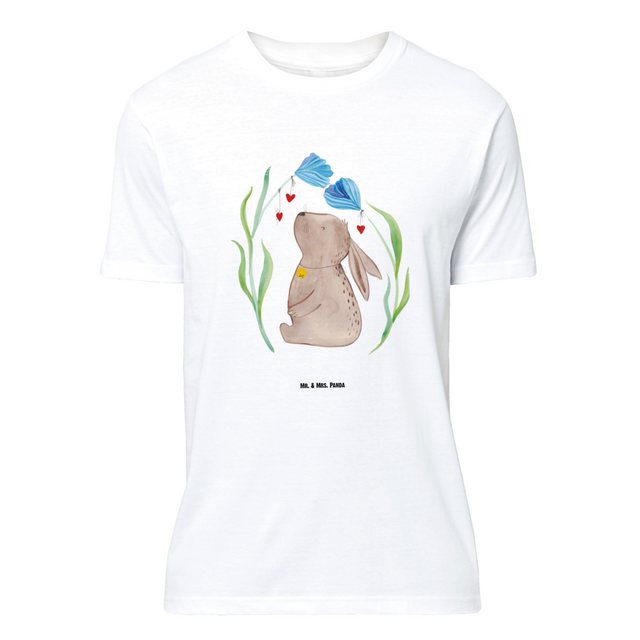 Mr. & Mrs. Panda T-Shirt Hase Blume - Weiß - Geschenk, T-Shirt mit Spruch, günstig online kaufen