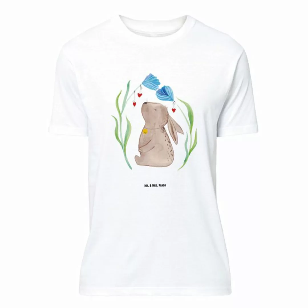 Mr. & Mrs. Panda T-Shirt Hase Blume - Weiß - Geschenk, T-Shirt mit Spruch, günstig online kaufen