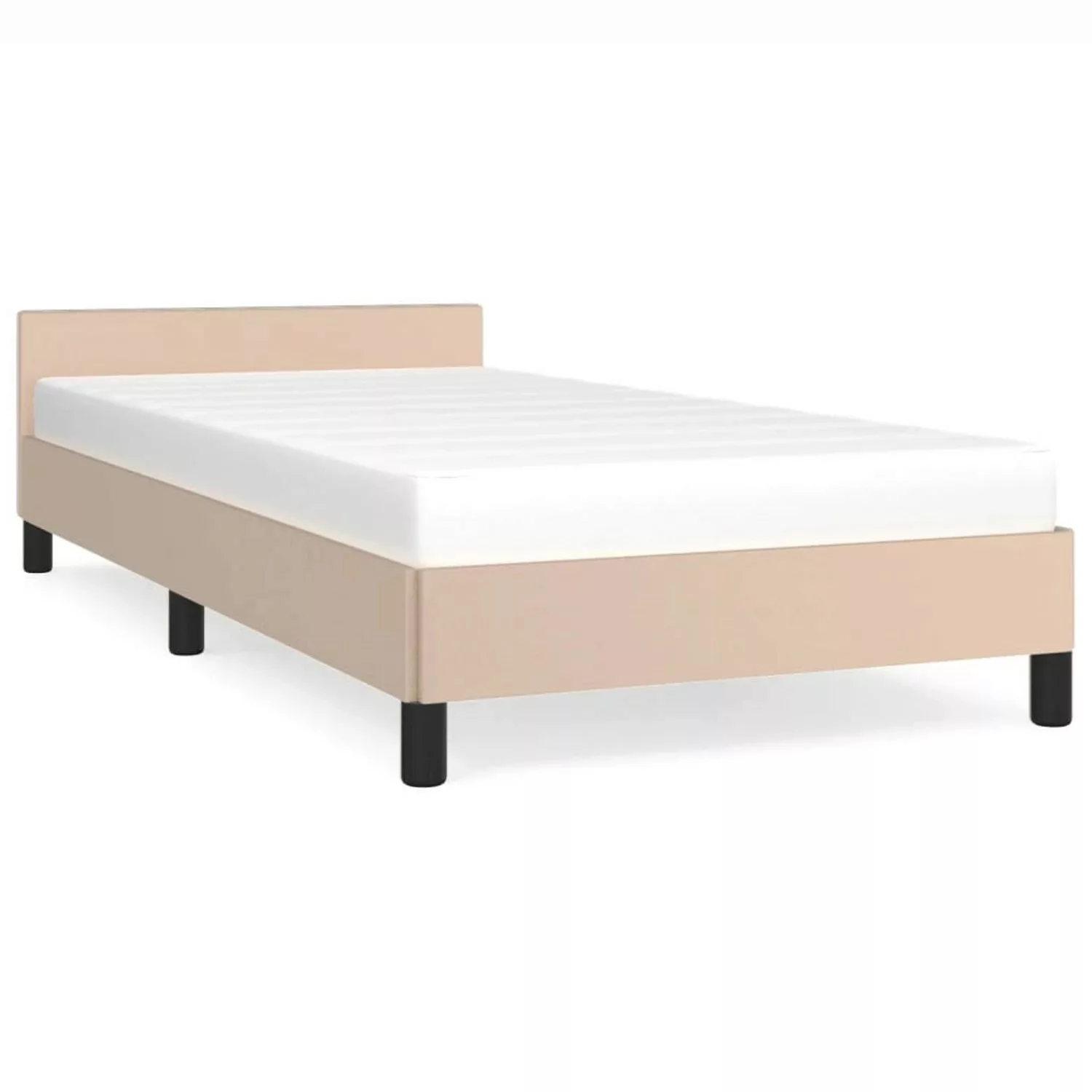 vidaXL Bett Bettgestell mit Kopfteil ohne Matratze Cappuccino 90x190 cm günstig online kaufen