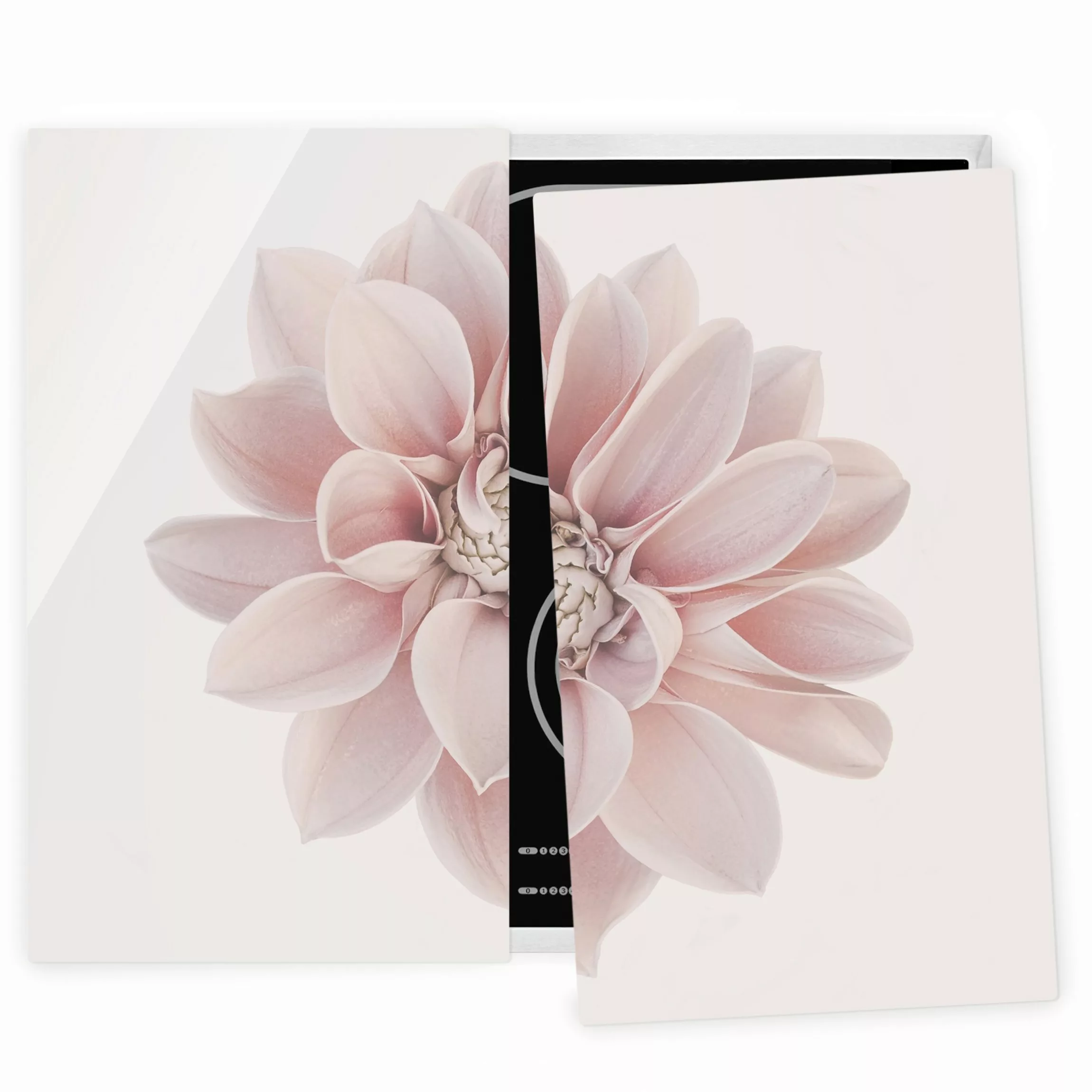 Herdabdeckplatte Blumen Dahlie Blume Pastell Weiß Rosa günstig online kaufen