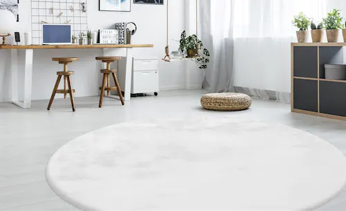 calo-deluxe Fellteppich »Vogesen 212«, rund, 45 mm Höhe, Kunstfell, Wohnzim günstig online kaufen