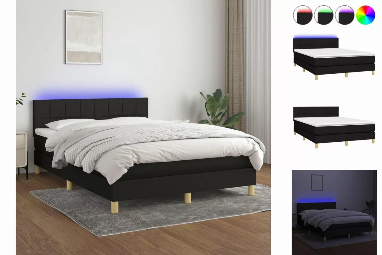 vidaXL Boxspringbett Bett Boxspringbett komplett mit Matratze & LED Stoff ( günstig online kaufen