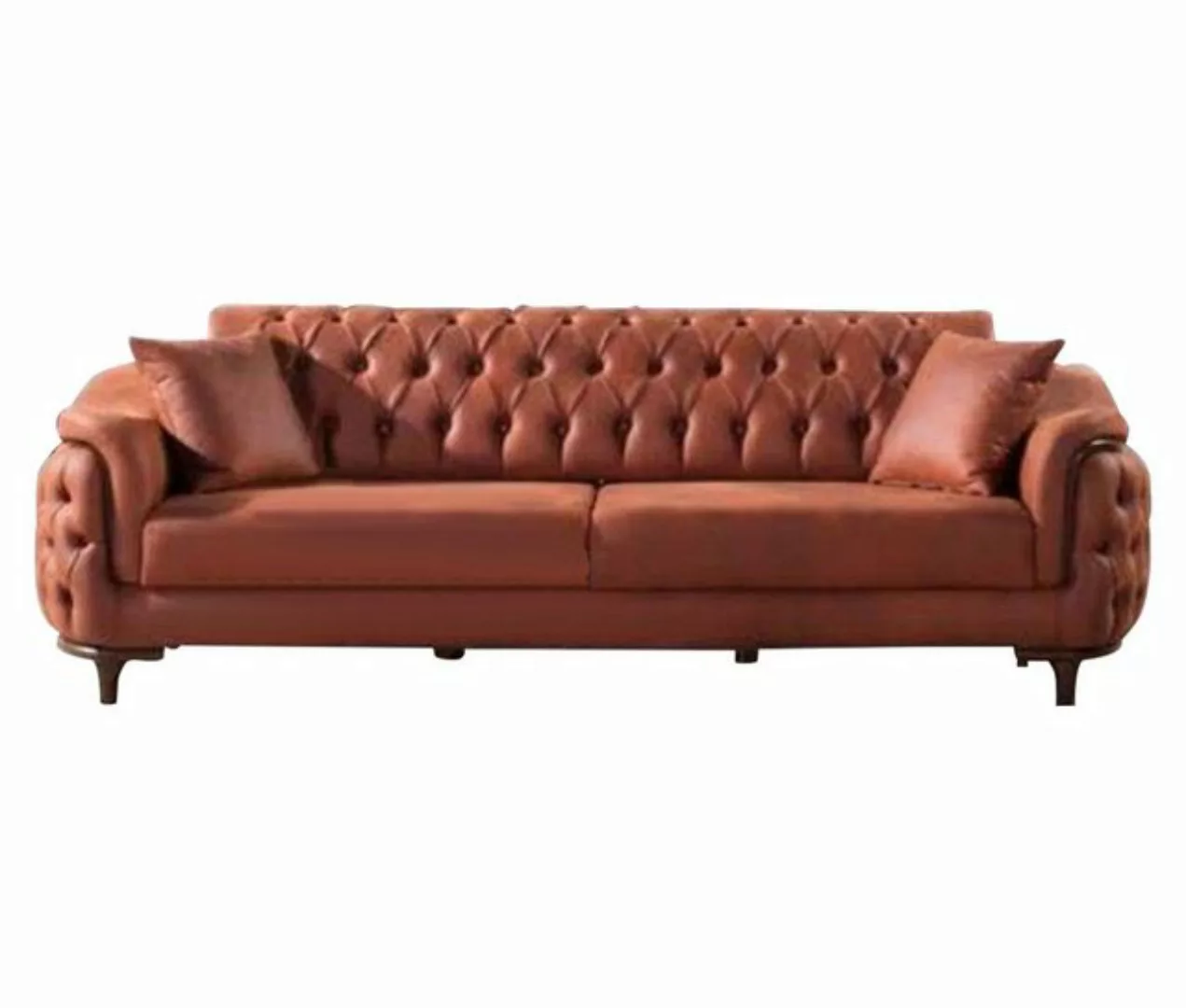 JVmoebel Chesterfield-Sofa Oranger Chesterfield Dreisitzer 3-er Couch Moder günstig online kaufen