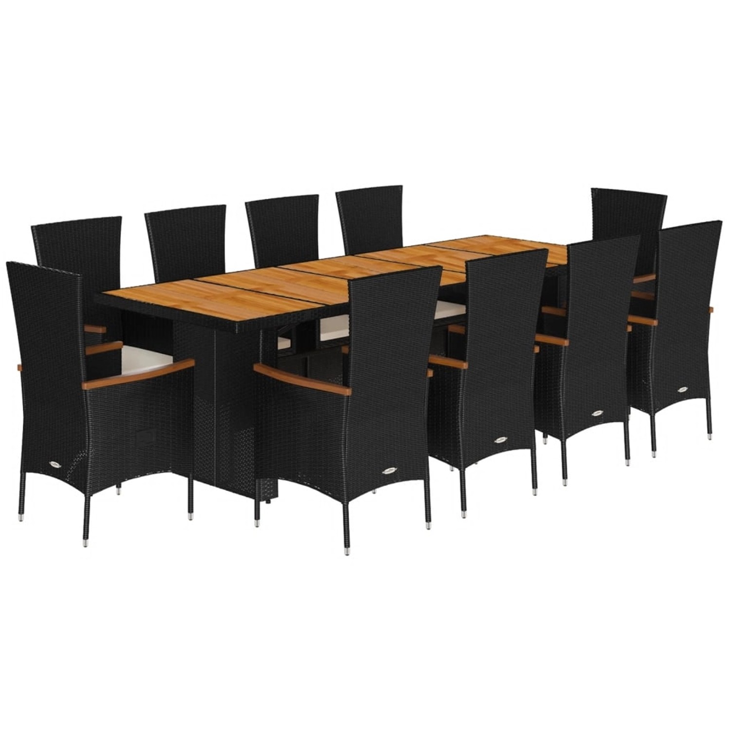 vidaXL 11-Tlg Garten-Essgruppe mit Kissen Schwarz Poly Rattan 3277523 günstig online kaufen