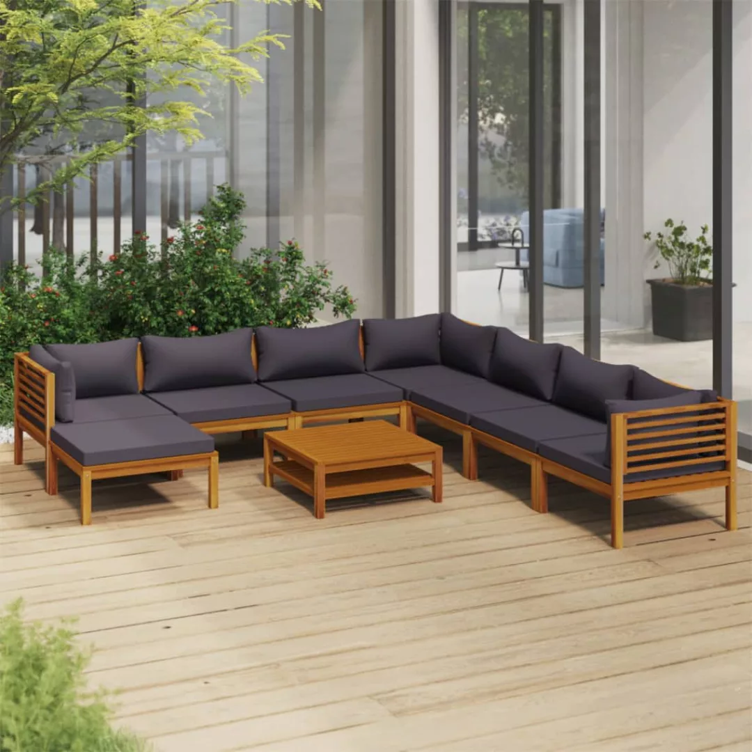 9-tlg. Garten-lounge-set Mit Auflage Massivholz Akazie günstig online kaufen