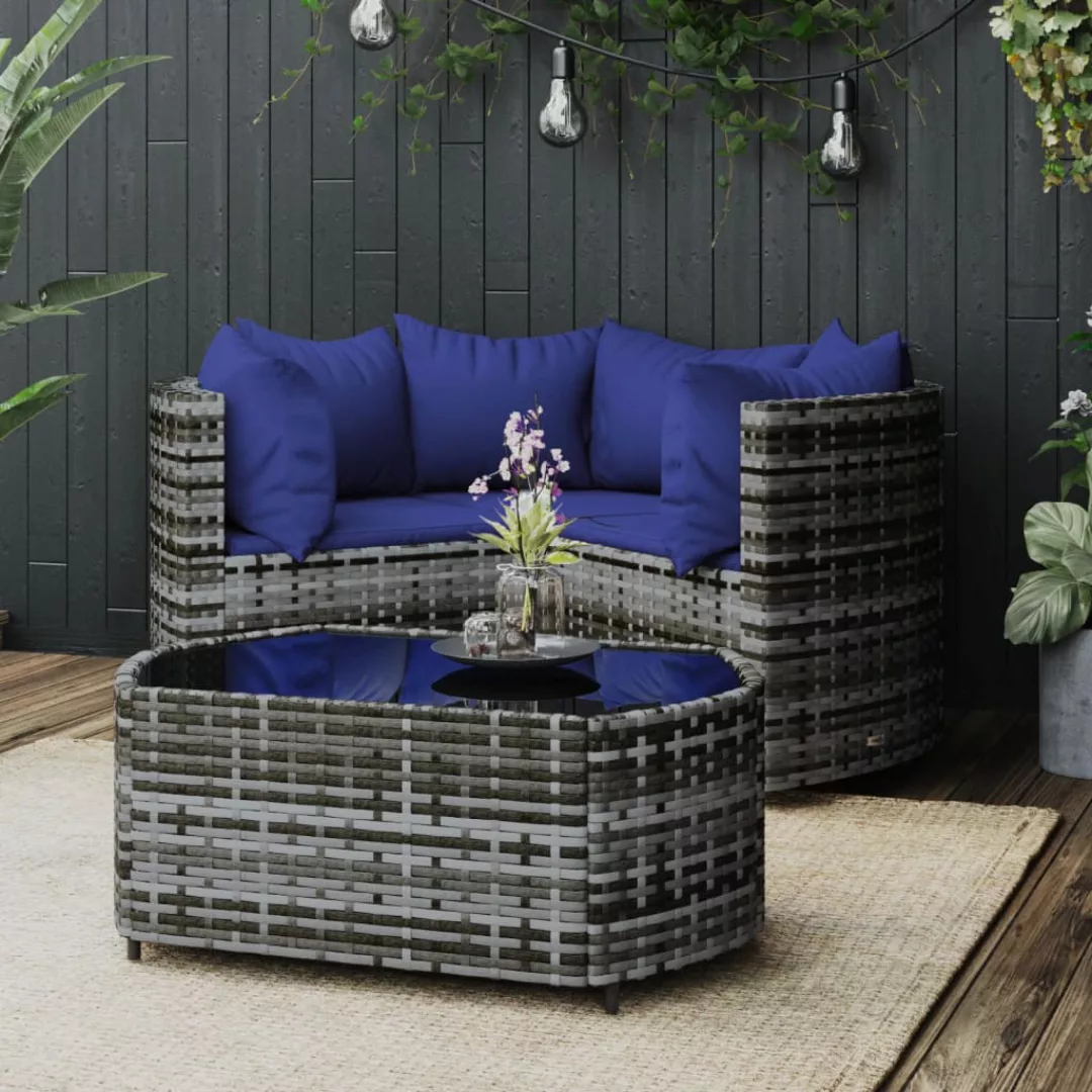 Vidaxl 4-tlg. Garten-lounge-set Mit Kissen Grau Poly Rattan günstig online kaufen