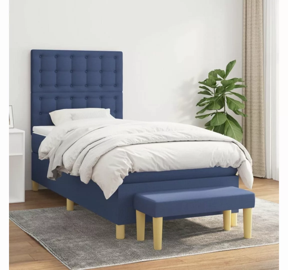 vidaXL Boxspringbett Boxspringbett mit Matratze und Fusshocker Stoff (100x günstig online kaufen