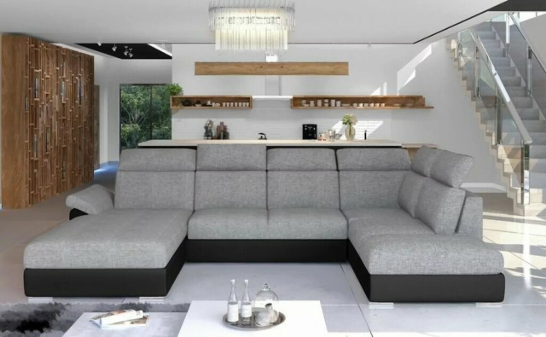 JVmoebel Ecksofa Ecksofa Stoff U-Form Sofa Couch Design Couch Polster Texti günstig online kaufen