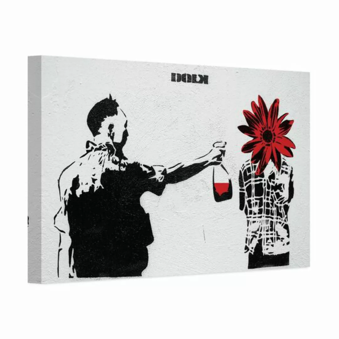 Wandbild Banksy Flower Graffiti Sprayer Bilder Wohnzimmer günstig online kaufen