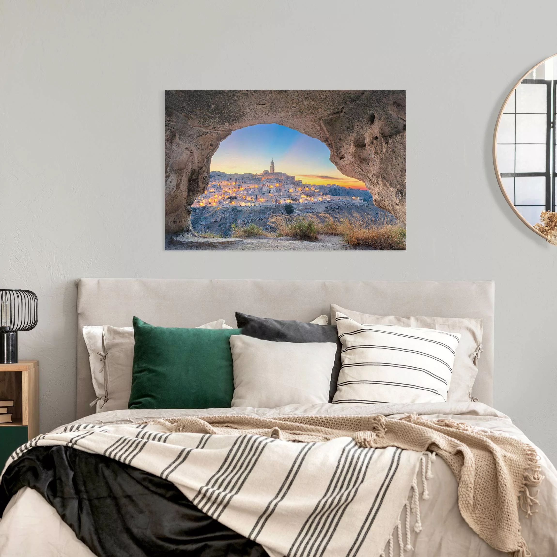 Leinwandbild Ausblick auf Matera im Sonnenuntergang günstig online kaufen