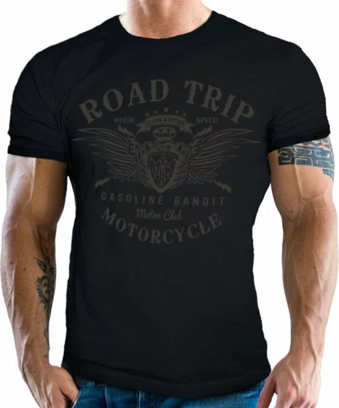 GASOLINE BANDIT® T-Shirt für Biker Racer Motorrad Fans: Road Trip günstig online kaufen