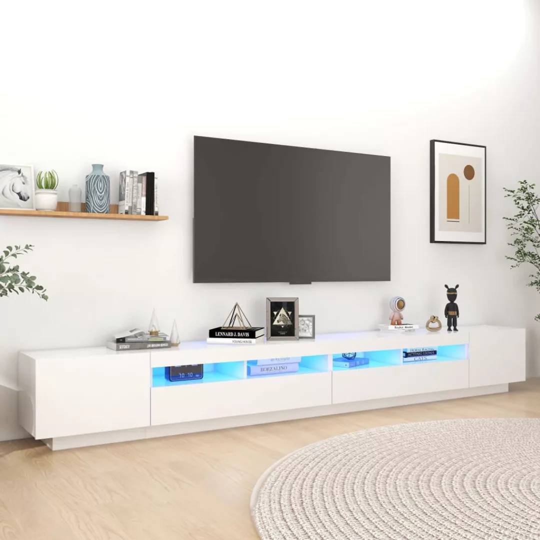vidaXL TV-Schrank TV-Schrank mit LED-Leuchten Weiß 300x35x40 cm Lowboard günstig online kaufen