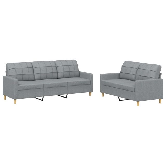 vidaXL Sofa Sofagarnitur mit Kissen Stoff, Standard, Hellgrau günstig online kaufen