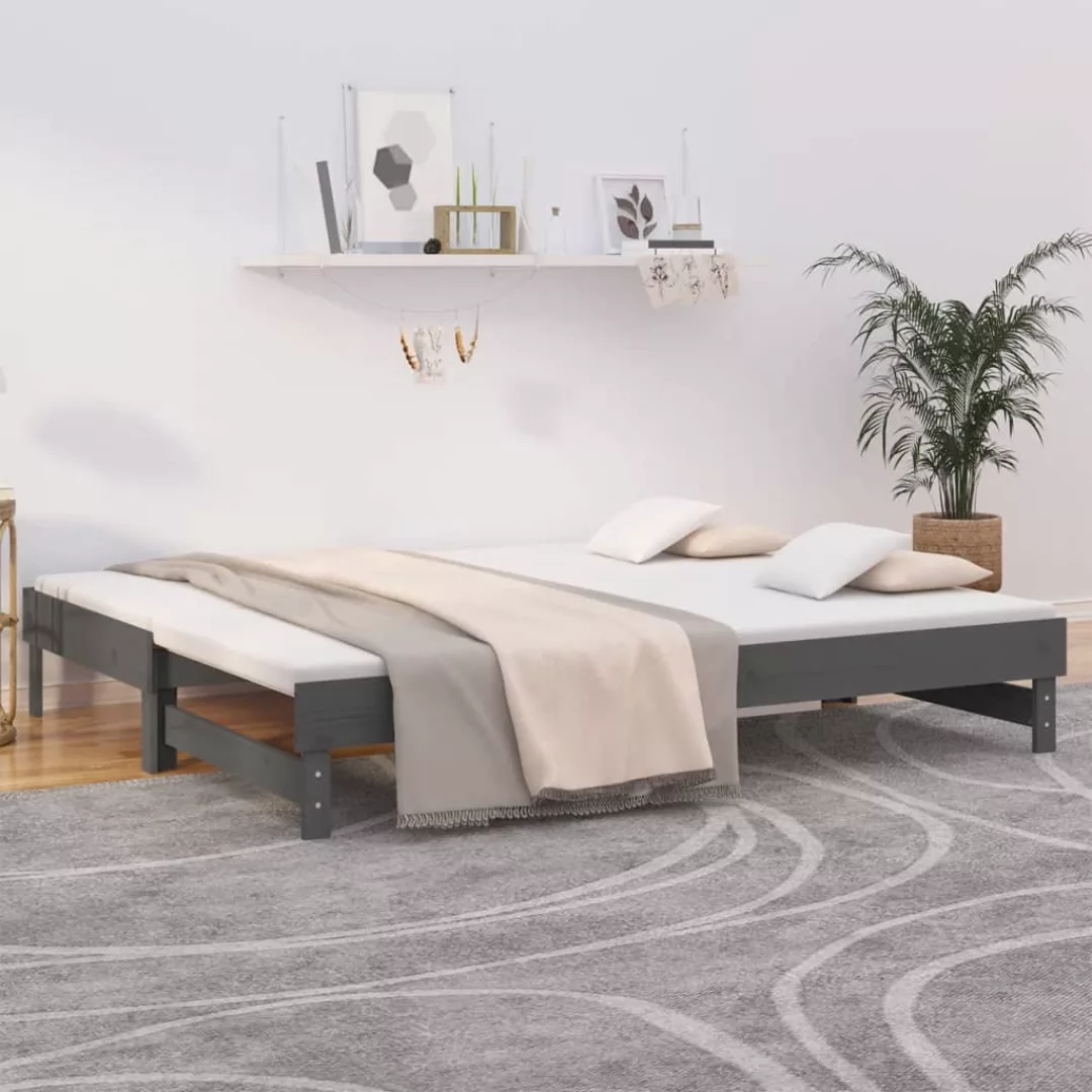 Vidaxl Tagesbett Ausziehbar Grau 2x(100x200) Cm Massivholz Kiefer günstig online kaufen