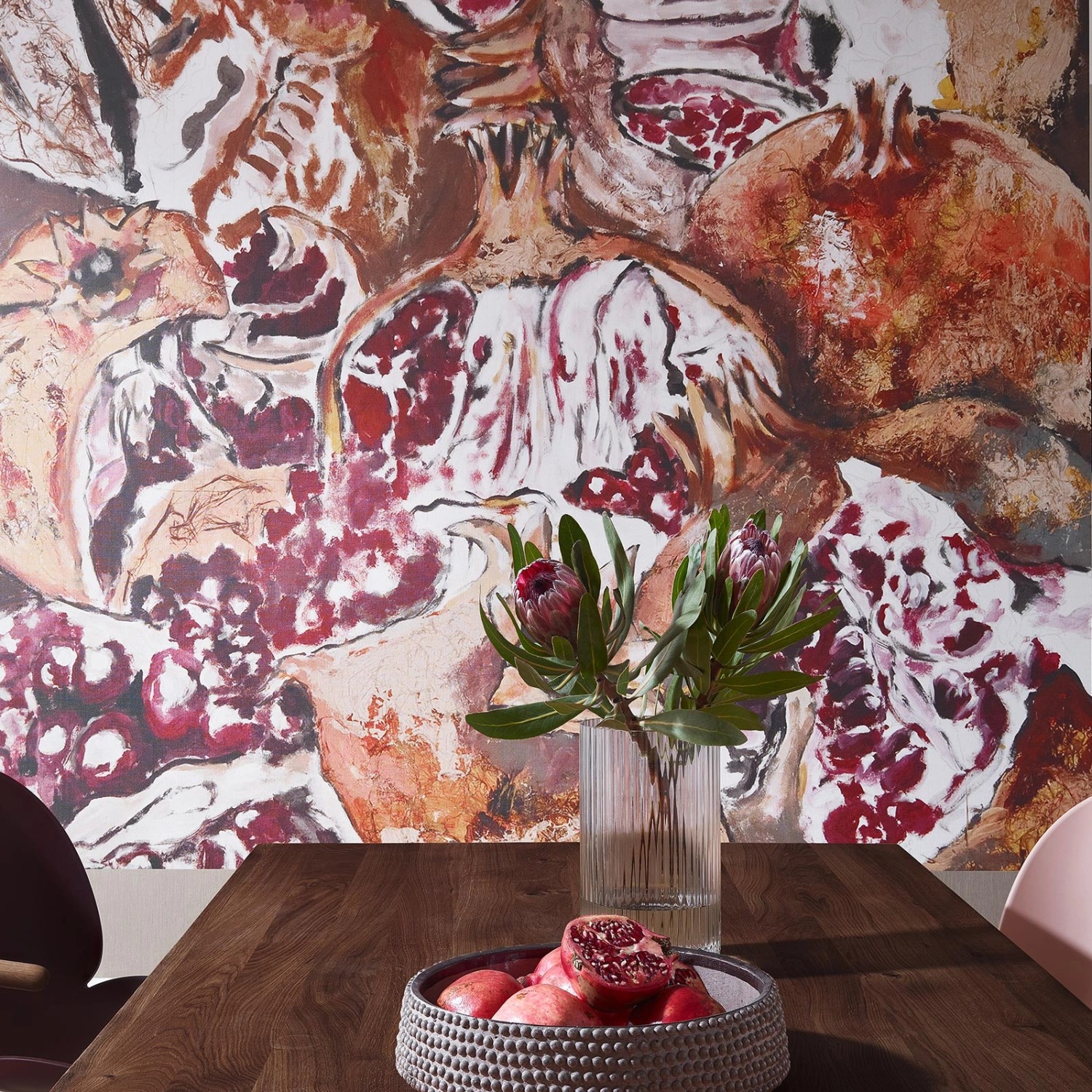 Bricoflor Gemälde Tapete mit Granatapfel Vlies Fototapete mit Abstrakte Kun günstig online kaufen