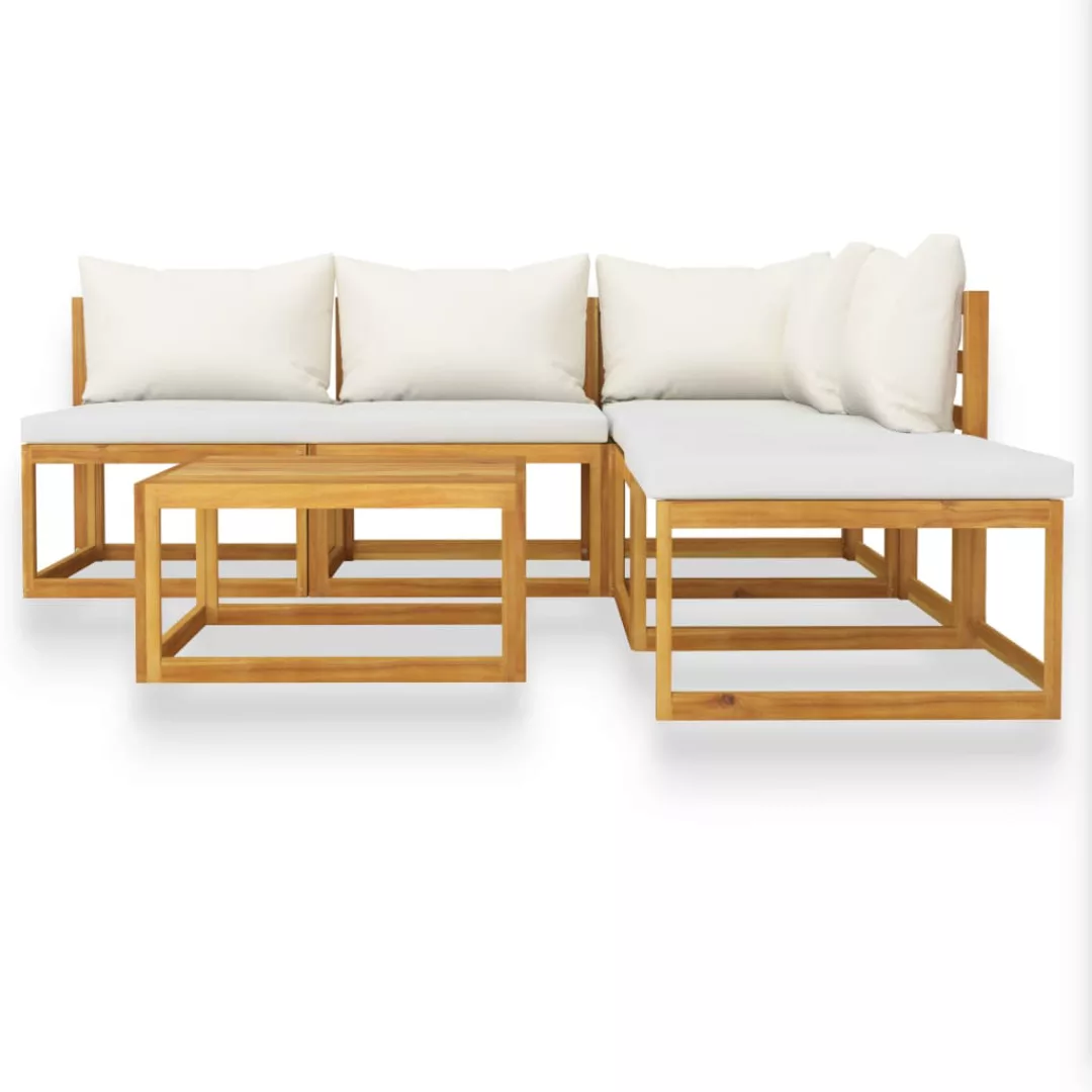 6-tlg. Garten-lounge-set Mit Auflagen Creme Massivholz Akazie günstig online kaufen