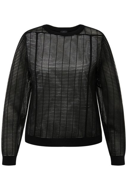 Ulla Popken Strickpullover Pullover Mesh Feinstrick Rundhals Langarm günstig online kaufen