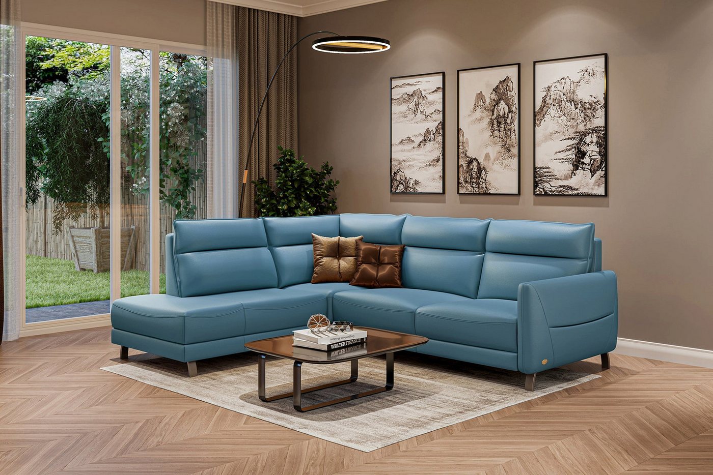 moebeloutlet.de Ecksofa Ecksofa Leder Rom Taupe / Rechts, Elektrische Relax günstig online kaufen