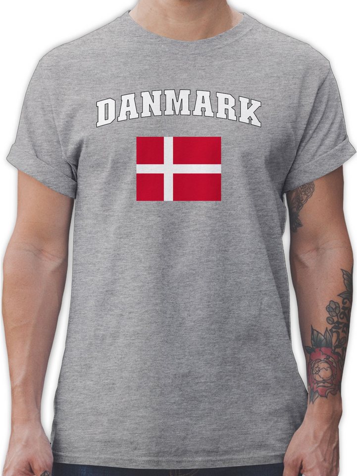 Shirtracer T-Shirt Danmark Schriftzug mit Flagge, Denmark, Dänemark, Konger günstig online kaufen