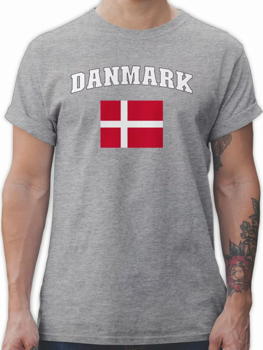 Shirtracer T-Shirt Danmark Schriftzug mit Flagge, Denmark, Dänemark, Konger günstig online kaufen