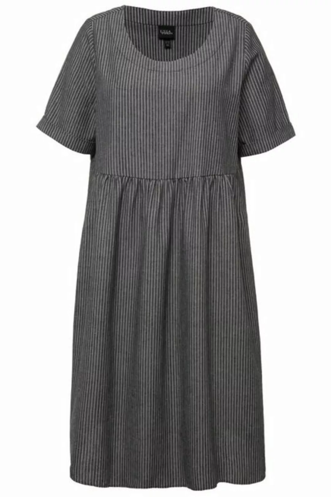 Ulla Popken Jerseykleid Kleid Leinenmix A-Linie Rundhals Halbarm günstig online kaufen