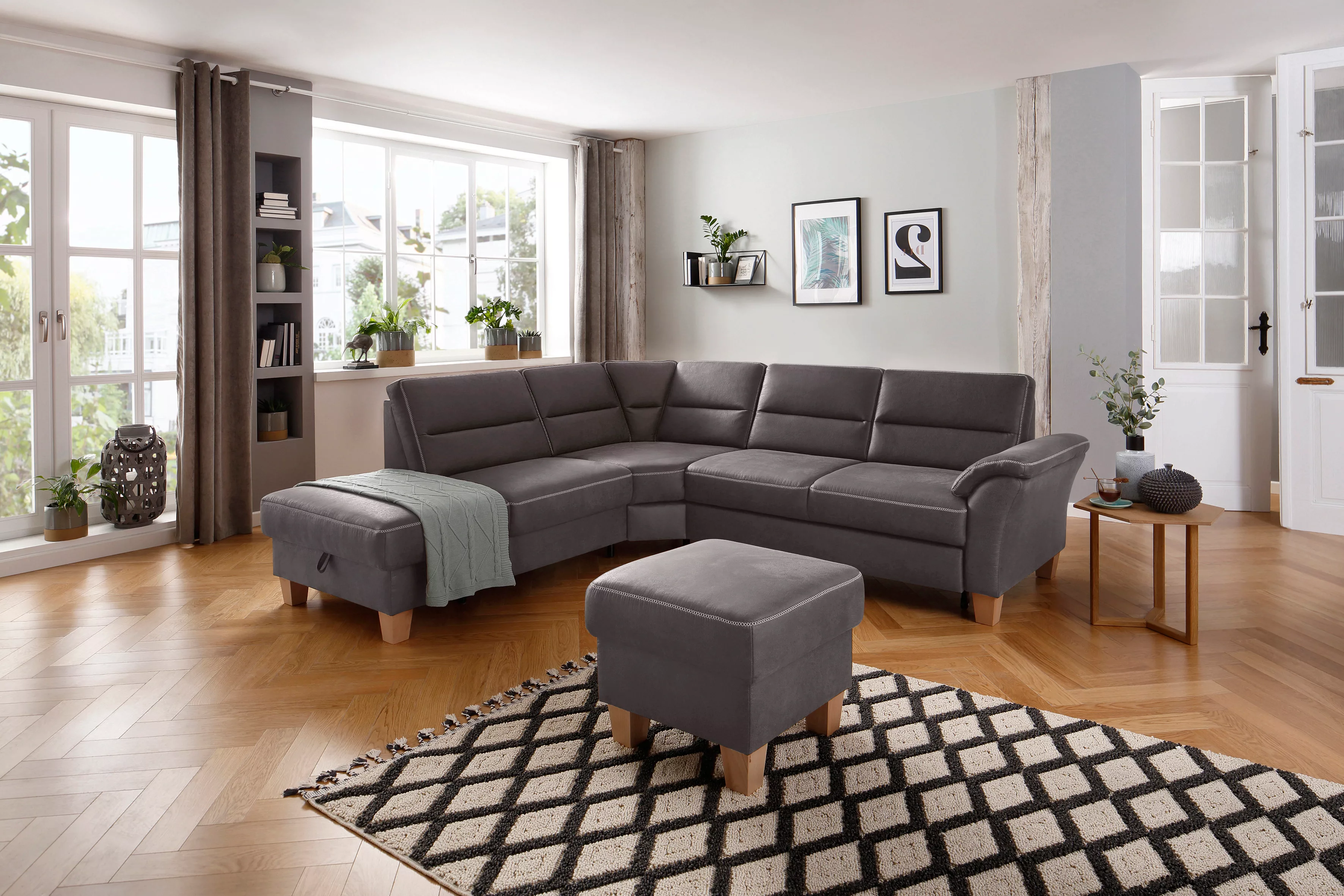 Home affaire Ecksofa Soleo L-Form, komfortabel durch Trapezecke mit Relaxfu günstig online kaufen