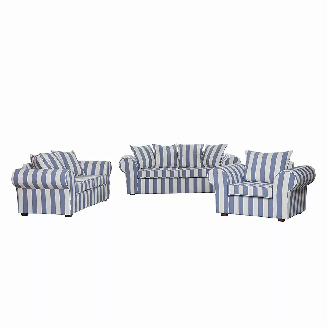 home24 Maison Belfort Sofa Colmar 3-Sitzer Blau Webstoff 217x88x88 cm günstig online kaufen