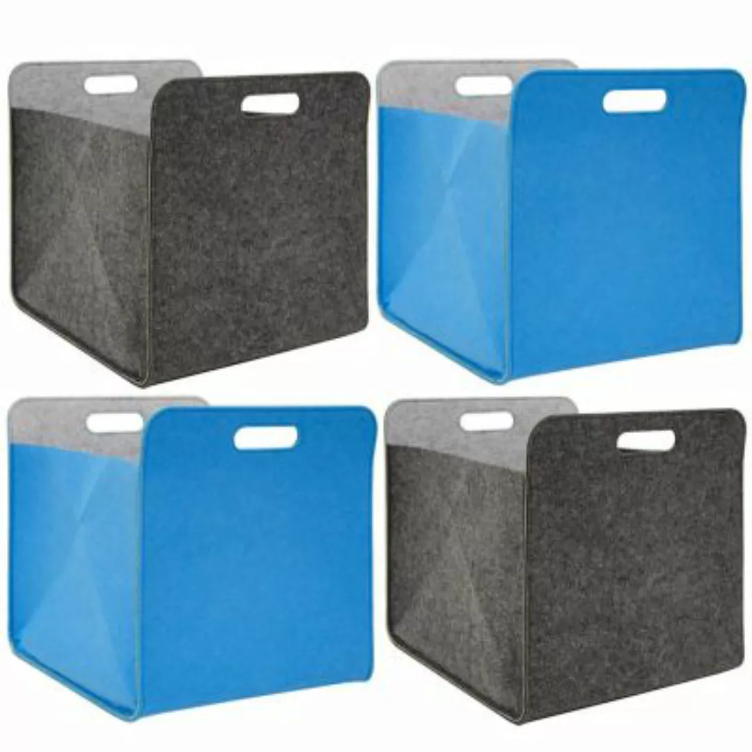 Dune Design® Aufbewahrungsbox 4er Set Cube Filz Grau/Blau 33x38x33cm grau günstig online kaufen
