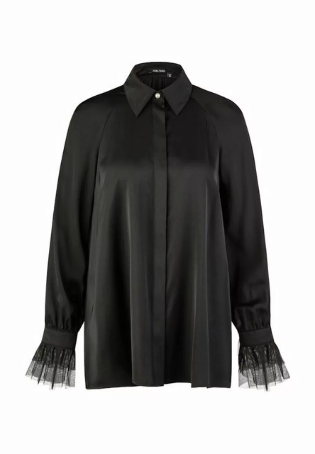 MARC AUREL Blusenshirt Satin-Bluse mit Tüllmanschetten black günstig online kaufen