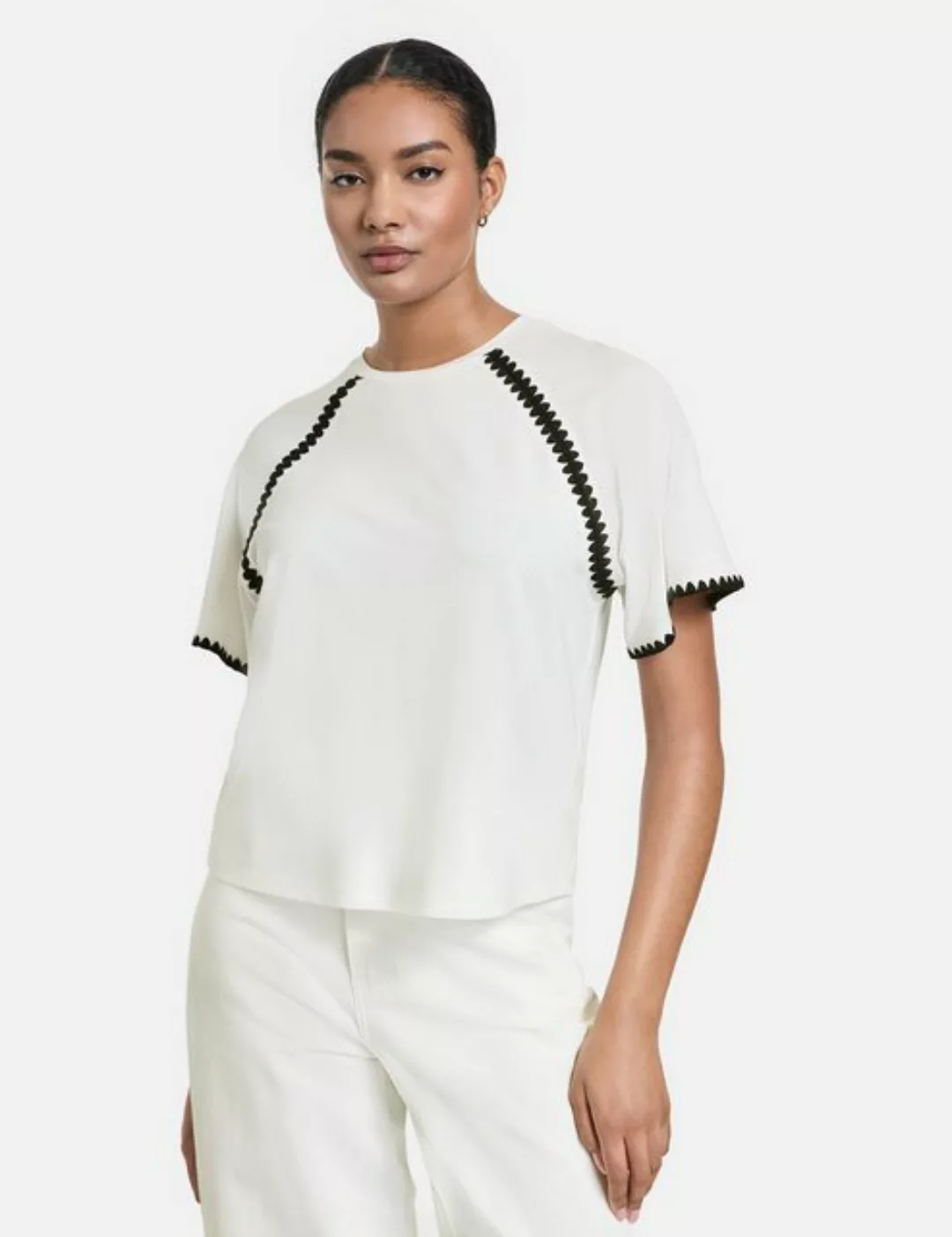 Taifun Kurzarmshirt Kurzarmshirt mit dekorativem Kontrast-Stitching günstig online kaufen