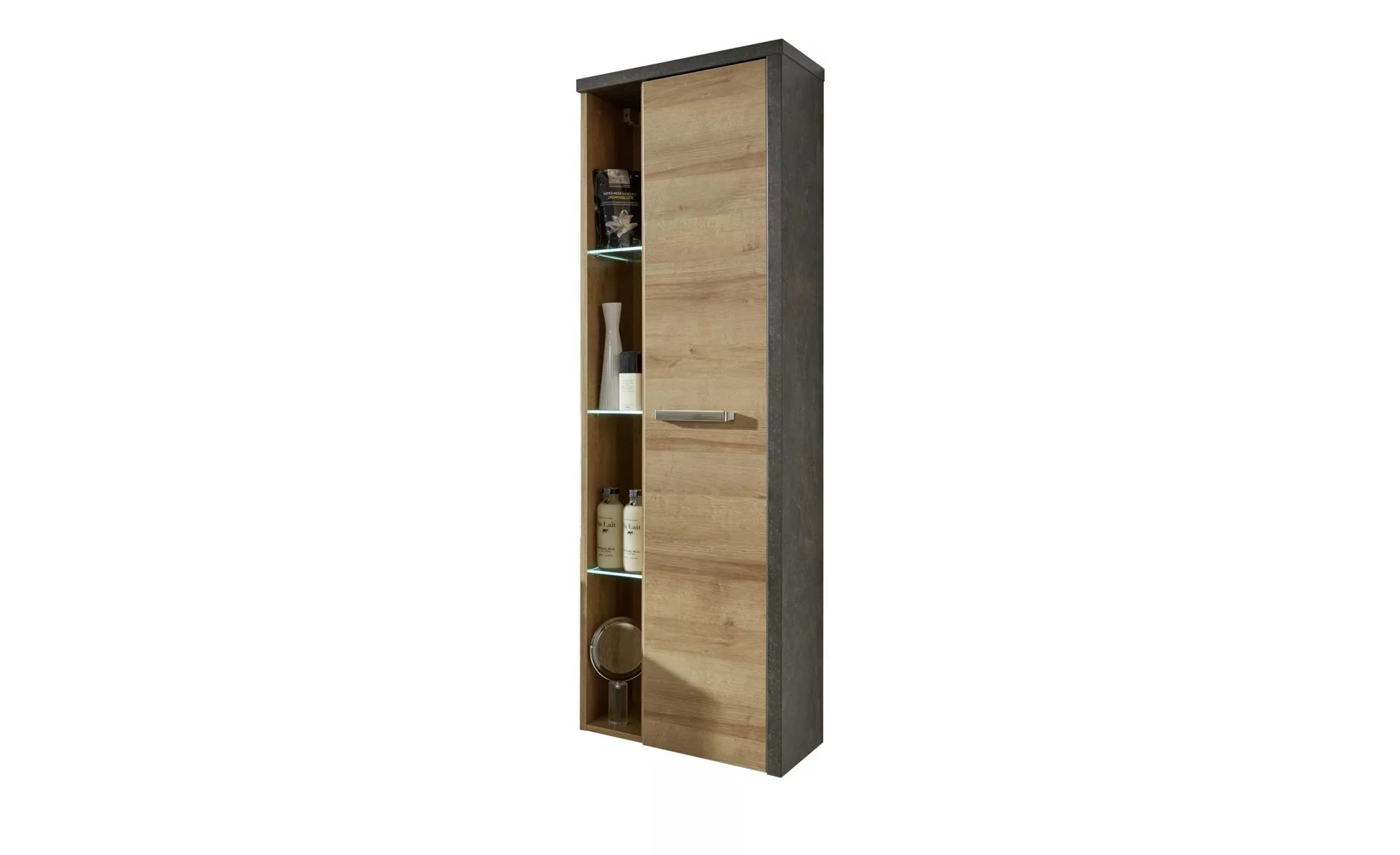 trendteam Hochschrank Bay (Bad Hängeschrank in Eiche mit grau, 48 x 160 cm) günstig online kaufen