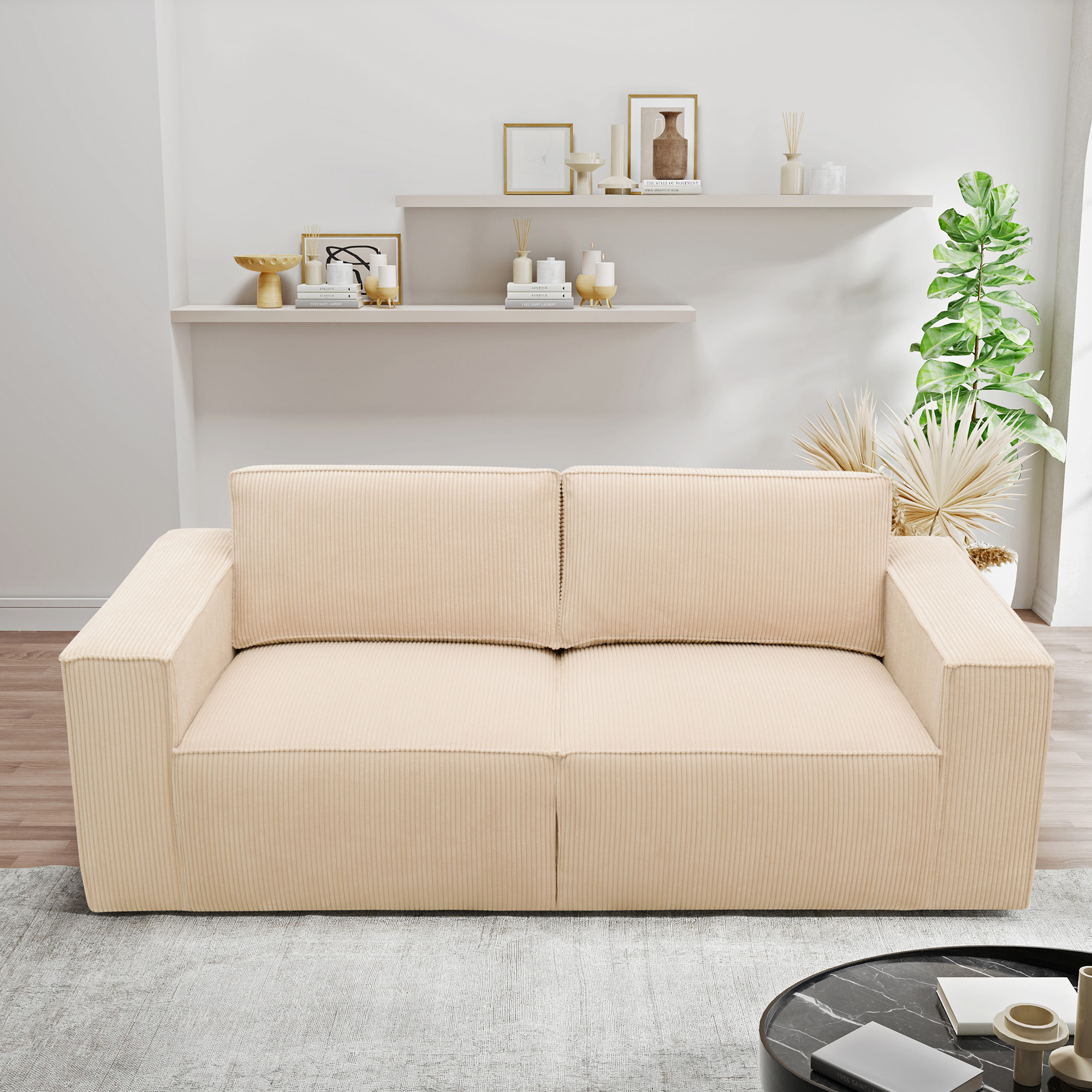 Sofa 100017, 2-Sitzer, Cord, Rückenkissen, Armlehnen, 2er Couch, 210 x 93 x günstig online kaufen