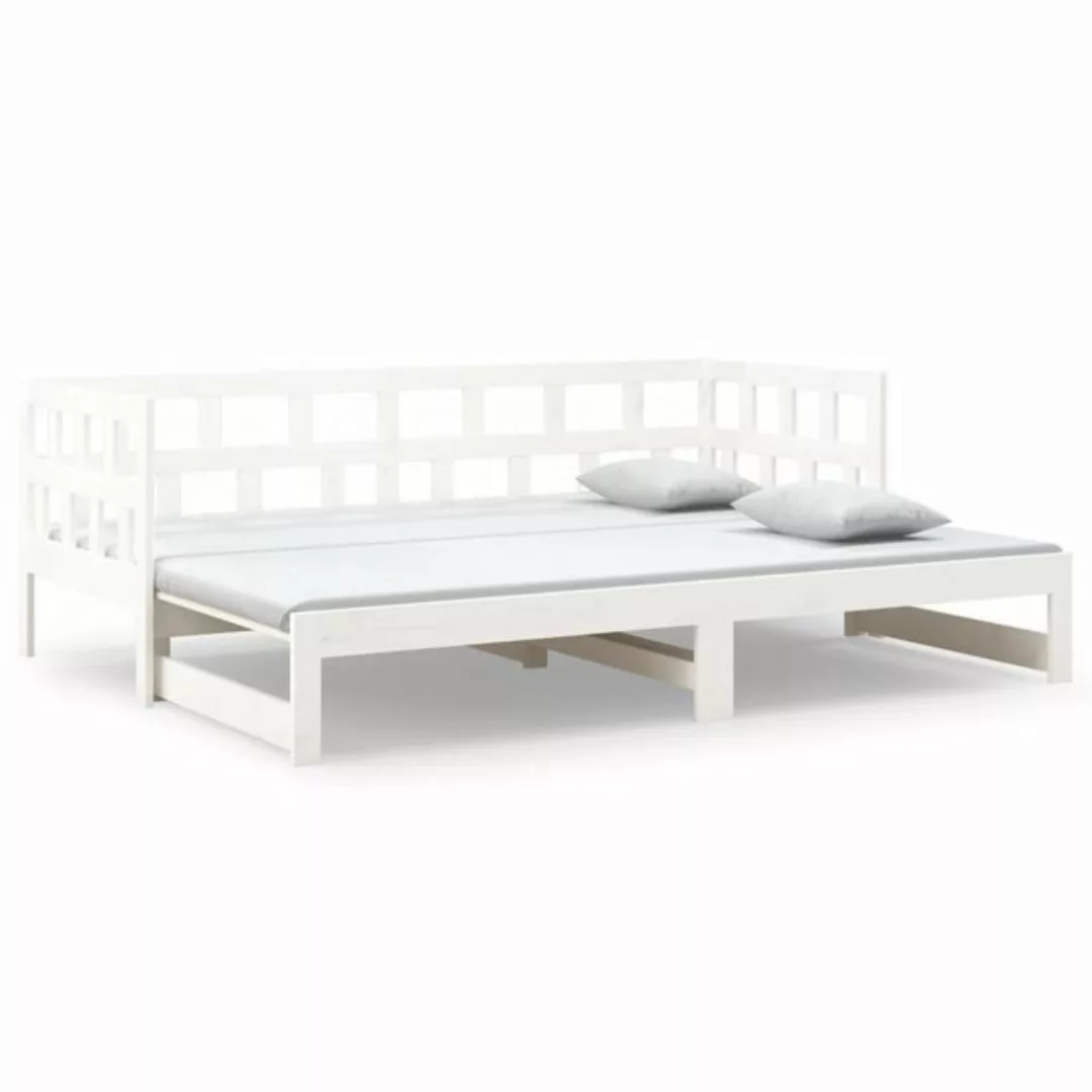 vidaXL Gästebett Tagesbett Gästebett Ausziehbar Weiß Massivholz Kiefer 2x90 günstig online kaufen