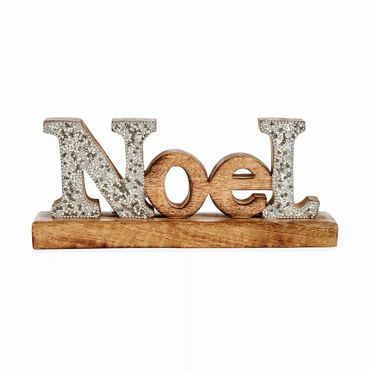 Deko-figur Noel Glitzernd Holz (6,5 X 10 X 25 Cm) günstig online kaufen