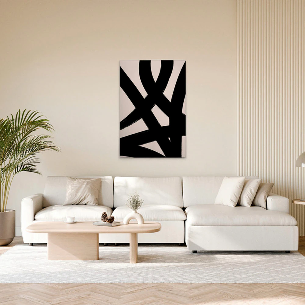 A.S. Création Leinwandbild "Brushstroke 2 - Wandbild Creme Schwarz Keilrahm günstig online kaufen