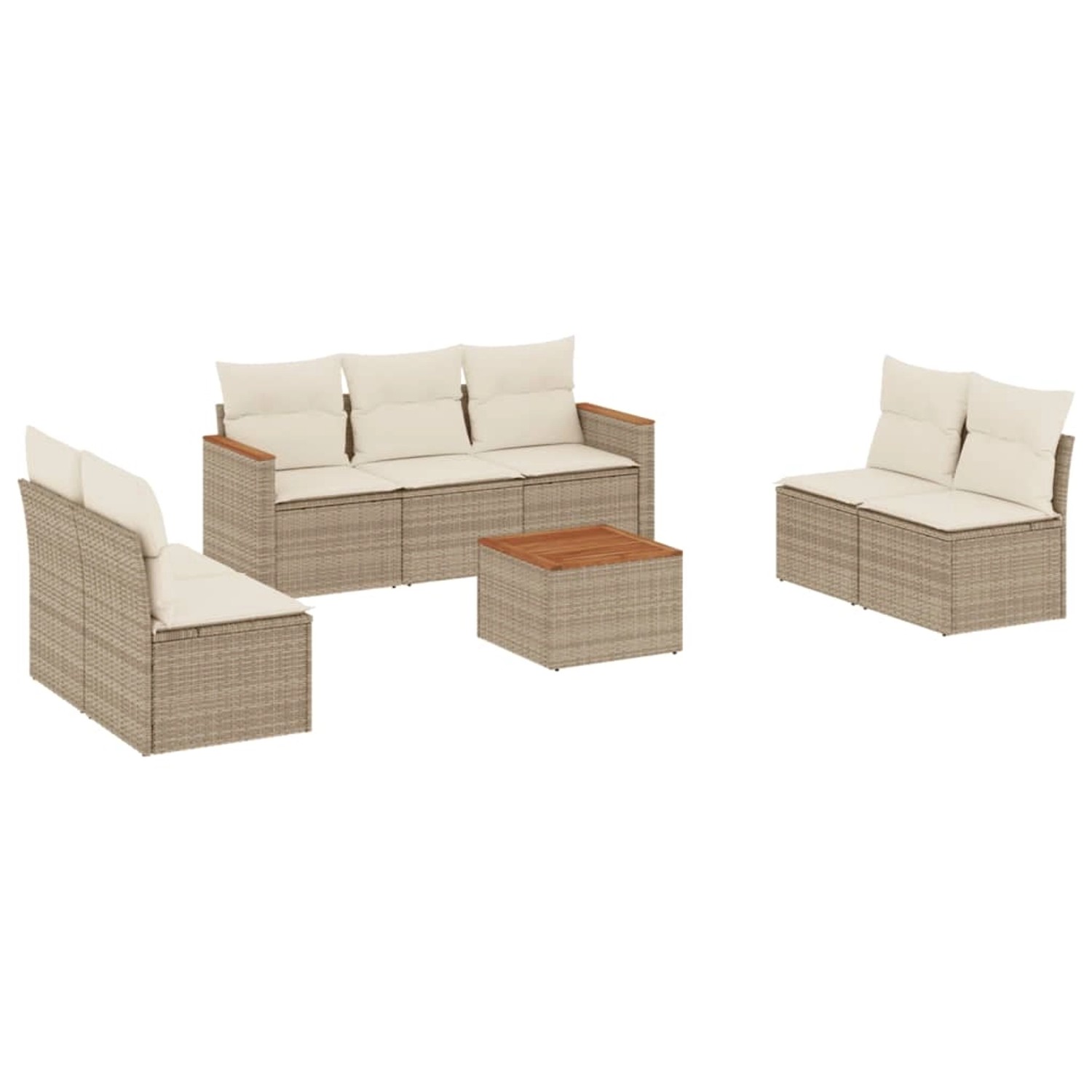 vidaXL 8-Tlg Garten-Sofagarnitur mit Kissen Beige Poly Rattan 3225883 günstig online kaufen